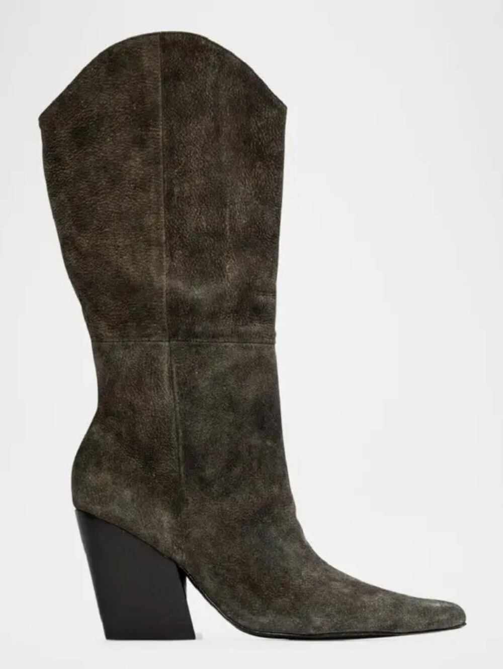 Black Suede Studio Le Noa 100 Nubuck Cowboy Boot in Dark Brown Suede